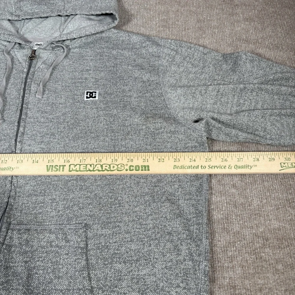 Vintage DC‎ Shoes Hoodie Sweatshirt Mens XL Full Zip Gray Lightweight Skate Y2K